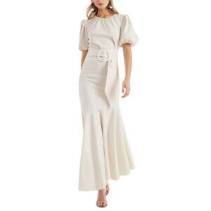Sachin + Babi Size 22 W NEW Ivory Stretch Crepe Camila Dress Asymetcial Hem NWT